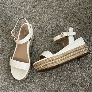 White Aldo Platform Sandals